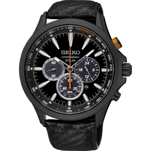Seiko Solar Uhrenarmband SSC499P1 Leder Schwarz