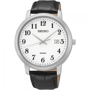Seiko Uhrenarmband SUR113 Leder Schwarz 20mm