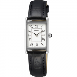 Seiko SWR053 Uhrenarmband Leder Schwarz 14mm