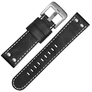 TW Steel Uhrenarmband CS1, CS3 - TWS1 Schwarz mit Weisser Naht 22 mm