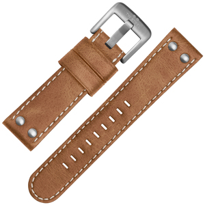 TW Steel Uhrenarmband CS11, CS13 - TWS11 Hellbraun mit Weisser Naht 22mm