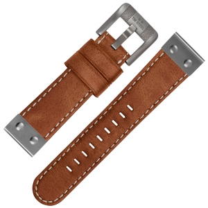 TW Steel Uhrenarmband CS16 - TWS16 Camel mit Weisser Naht und Stahlkappe 24mm