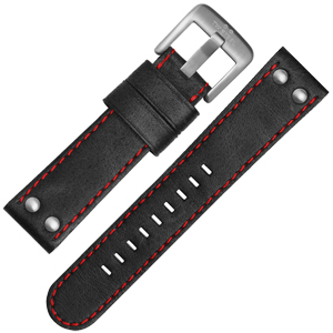 TW Steel Uhrenarmband CS8, CS10 - TWS8 Schwarz mit Roter Naht 24mm