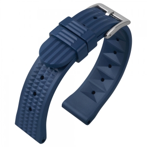 Seiko Style Waffle Strap Uhrenarmband Gummi Blau