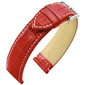Hirsch Viscount II Alligator Uhrenarmband WR Halb-Matt Rot