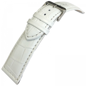Alligator Kalbsleder Uhrenarmband Lenzers Weiss 24mm