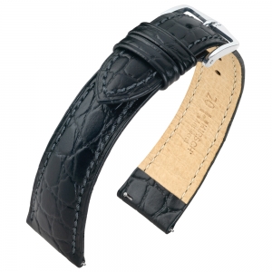 Hirsch Aristocrat Uhrenarmband Crocograin Schwarz