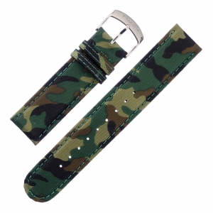 Camouflage Forest Nylon auf Leder Uhrenarmband Timex T2P291 - 20mm