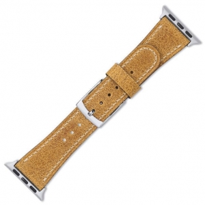 Uhrenarmband für Apple Watch Vintage Camel Leder mit Weisser Naht