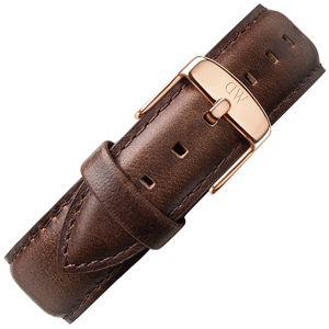 Daniel Wellington 18mm Classic Bristol Uhrenarmband Leder Dunkelbraun mit Roséschliesse