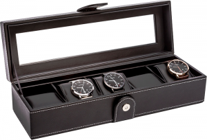 La Royale Classico 5 Uhrenbox Schwarz mit Fenster - 5 Uhren