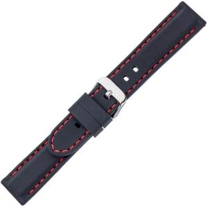 Schwarzes Gummi Uhrenarmband - Rote Naht