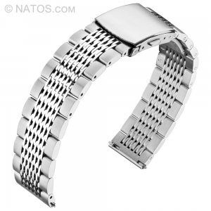 Glieder-Uhrenarmband mit Faltschliesse Rostfreier Stahl