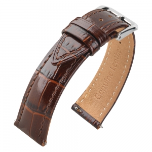 Kalbsleder Crocograin Uhrenarmband Glänzend Braun