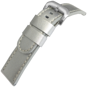 Kalbsleder Uhrenarmband Lenzers Silber 22mm