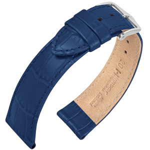 Hirsch Louisianalook Alligatorprint Uhrenarmband Glänzend Blau