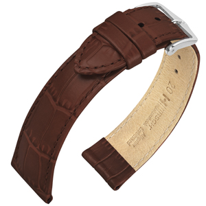 Hirsch Louisianalook Alligatorprint Uhrenarmband Braun