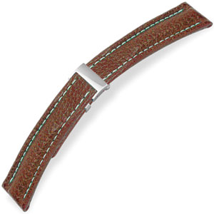 Hirsch Uhrenarmband für Breitling Faltschliesse Artisanal Büffelleder Braun 22-18