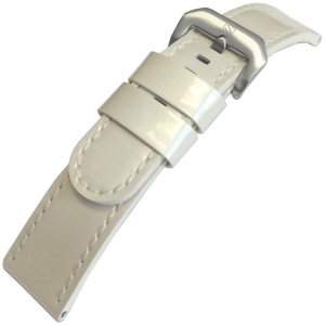 Lackleder Uhrenarmband Lenzers Weiss 22mm