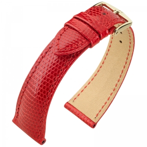 Hirsch Lizard Berlin Uhrenarmband Eidechsenleder Rot - 18mm