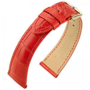 Hirsch Berlin Louisiana Alligator Uhrenarmband Matt Rot