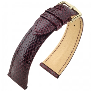 Hirsch Lizard Berlin Uhrenarmband Eidechsenleder Weinrot - 18mm