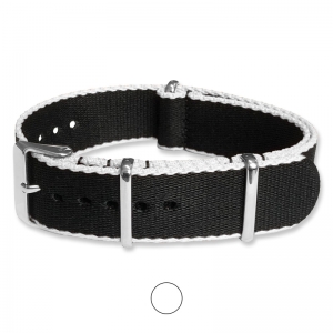 Schwarz Weiss Seatbelt NATO Strap Deluxe Nylon Uhrenarmband