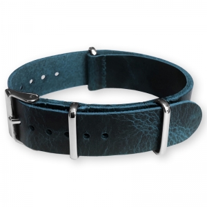 Blaues NATO Band Pull-Up Leder - SS