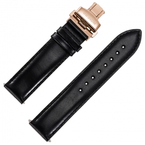 Infinum Optimismus Uhrenarmband Kalbsleder Schwarz Rosé Faltschliesse 20mm