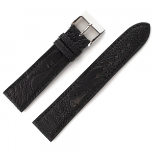 LIC Gallanto Uhrenarmband Straussenbein Leder Matt Schwarz