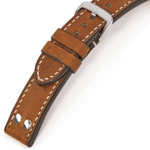 Happel Rockford Uhrenarmband Vintageleder mit Nieten Cognac