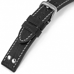 Happel Rockford Uhrenarmband Vintageleder mit Nieten Schwarz