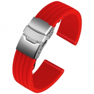 Silikon Gummi Uhrenarmband mit Faltschliesse - Rot