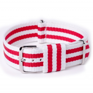 NATO Strap RAF Military Style White Red Bond Nylon 20mm - SS