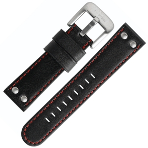 TW Steel Uhrenarmband - Schwarz mit Roter Naht 22mm