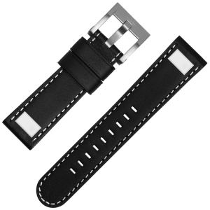 TW Steel Uhrenarmband Schwarzes Kalbsleder Universell Square Stud - 22mm