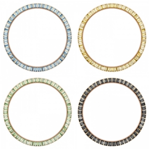 Marc Coblen 45mm SET 4x Lünetten Rosegoldener Stahl mit Farbigem Kristallrand