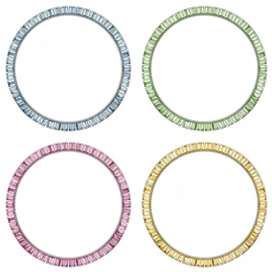Marc Coblen 45mm SET 4x Lünetten Rostfreier Stahl mit Farbigem Kristallrand