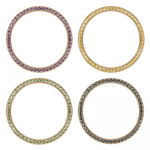 Marc Coblen 42mm SET 4x Lünetten Rose Gold Stahl mit Farbigem Kristallrand