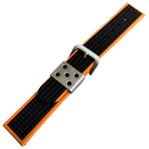 Waffle Strap Uhrenarmband Gummi Orange Schwarz