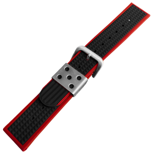 Waffle Strap Uhrenarmband Gummi Rot Schwarz