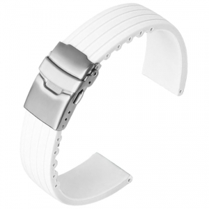 Silikon Gummi Uhrenarmband mit Faltschliesse - Weiss