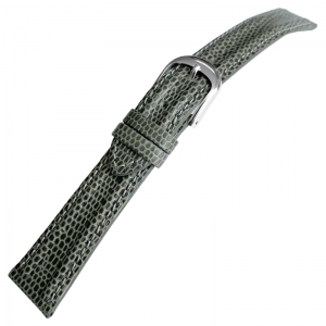 Seiko Uhrenband Lizardgrain Doppelwulst Kalbsleder Grau - 18mm