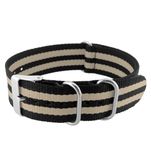 NATO Strap Nylon Uhrenarmband Black Khaki Bond