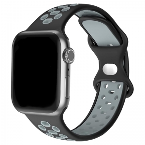 Apple Watch Sportives Uhrenarmband Gummi Schwarz Grau