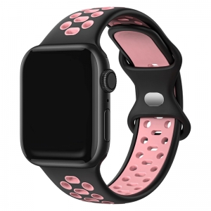 Apple Watch Sportives Uhrenarmband Gummi Schwarz Rosa