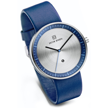 Jacob Jensen Uhrenarmband Strata 272, Leder Blau 20mm