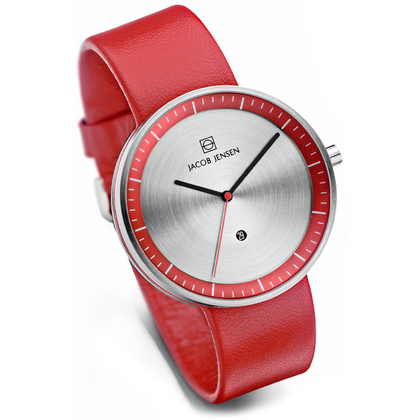 Jacob Jensen Uhrenarmband Strata 273, Leder Rot 20mm