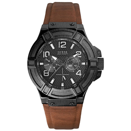 Guess Uhrenarmband W0040G8 Rigor - Braunes Sattelleder