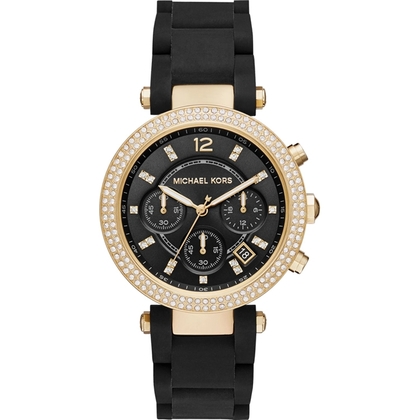 Michael Kors MK6404 Uhrenarmband Gummi auf Stahl Schwarz